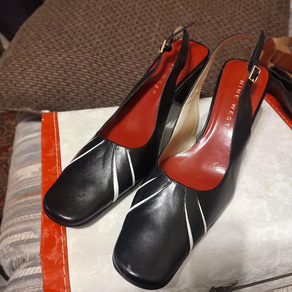 Nine West Black Slingback Heels